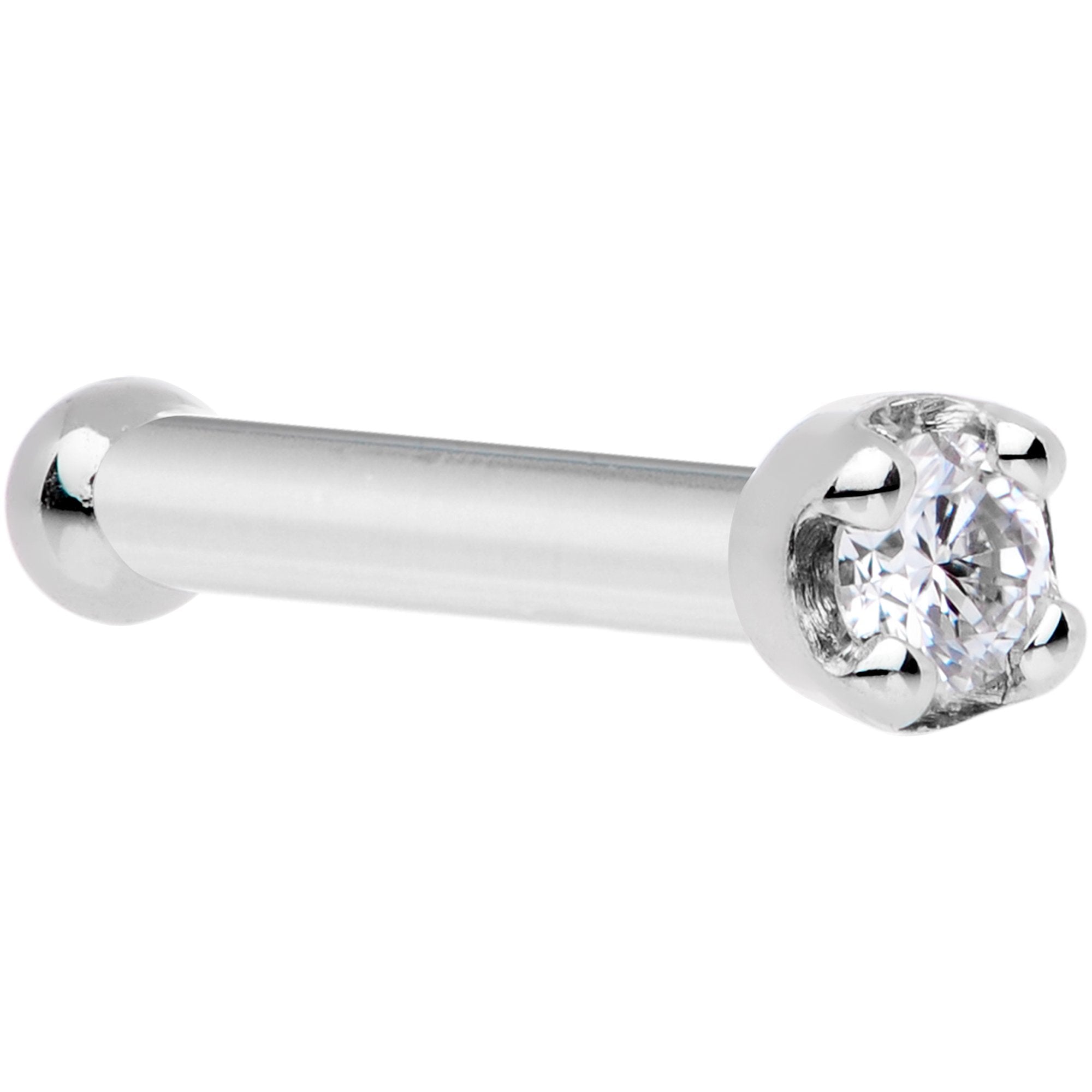 I1 1.5mm 0.015ct. t.w. Diamond Flush Bezel Set Diamond 14K White Gold  L-Shape Nose Ring 18G : Clothing, Shoes & Jewelry - Amazon.com