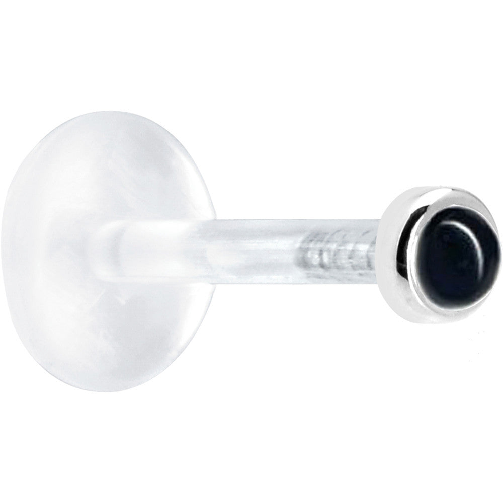 16 Gauge 5/16 Solid 14KT White Gold 2mm Genuine Onyx Bioplast Tragus Earring Stud