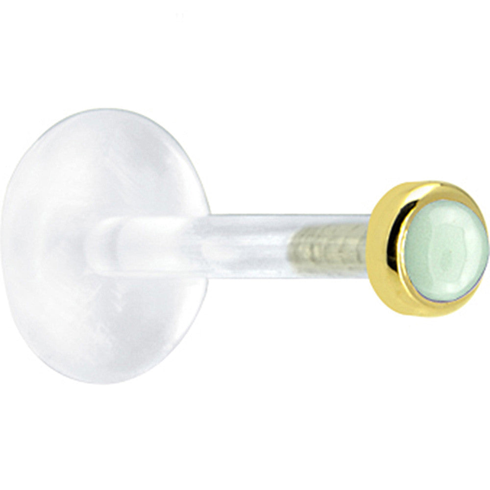 16 Gauge 5/16 Solid 14KT Yellow Gold 2mm Genuine Aventurine Quartz Bioplast Tragus Earring Stud