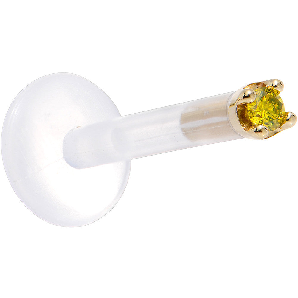 Solid 14KT Yellow Gold 1.5mm Genuine Yellow Diamond Bioplast Push in Monroe