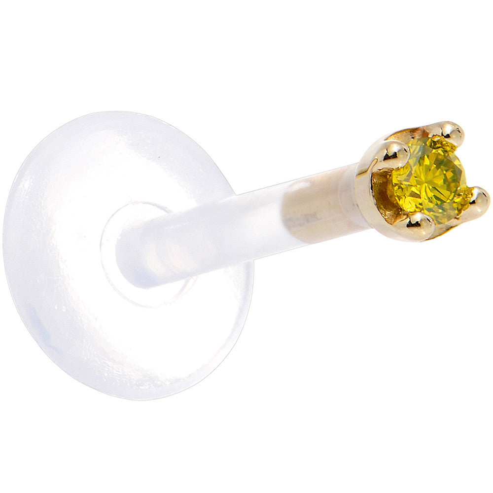 Solid 14KT Yellow Gold 1.5mm Genuine Yellow Diamond Bioplast Push in Monroe