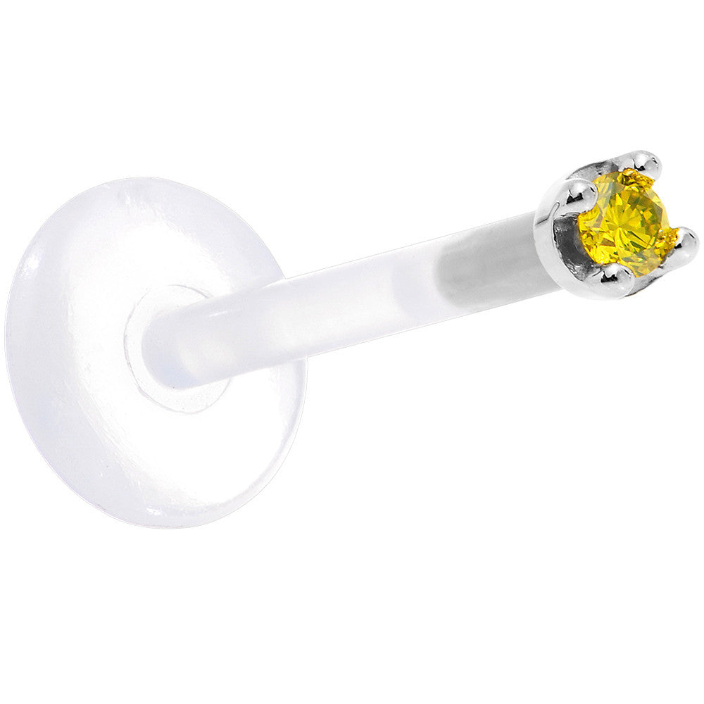 Solid 14KT White Gold 1.5mm Genuine Yellow Diamond Bioplast Push in Monroe