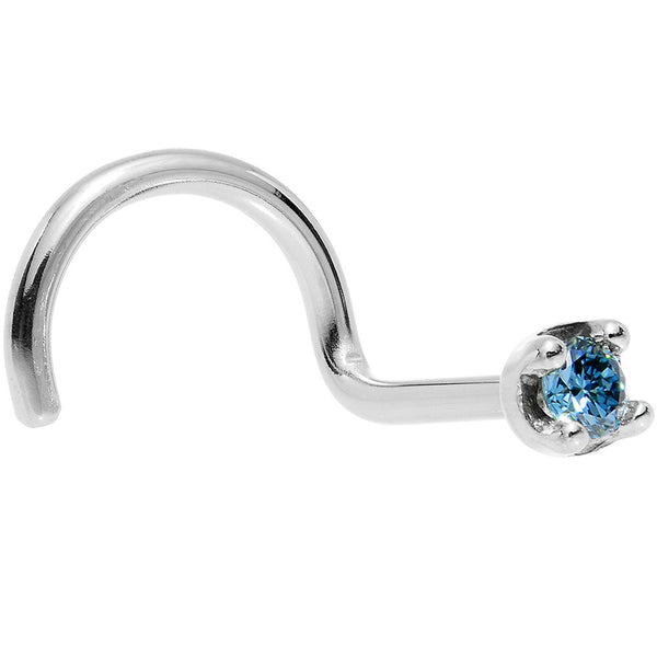 Solid 14KT White Gold (September) 1.5mm Genuine Blue Diamond Nose Ring