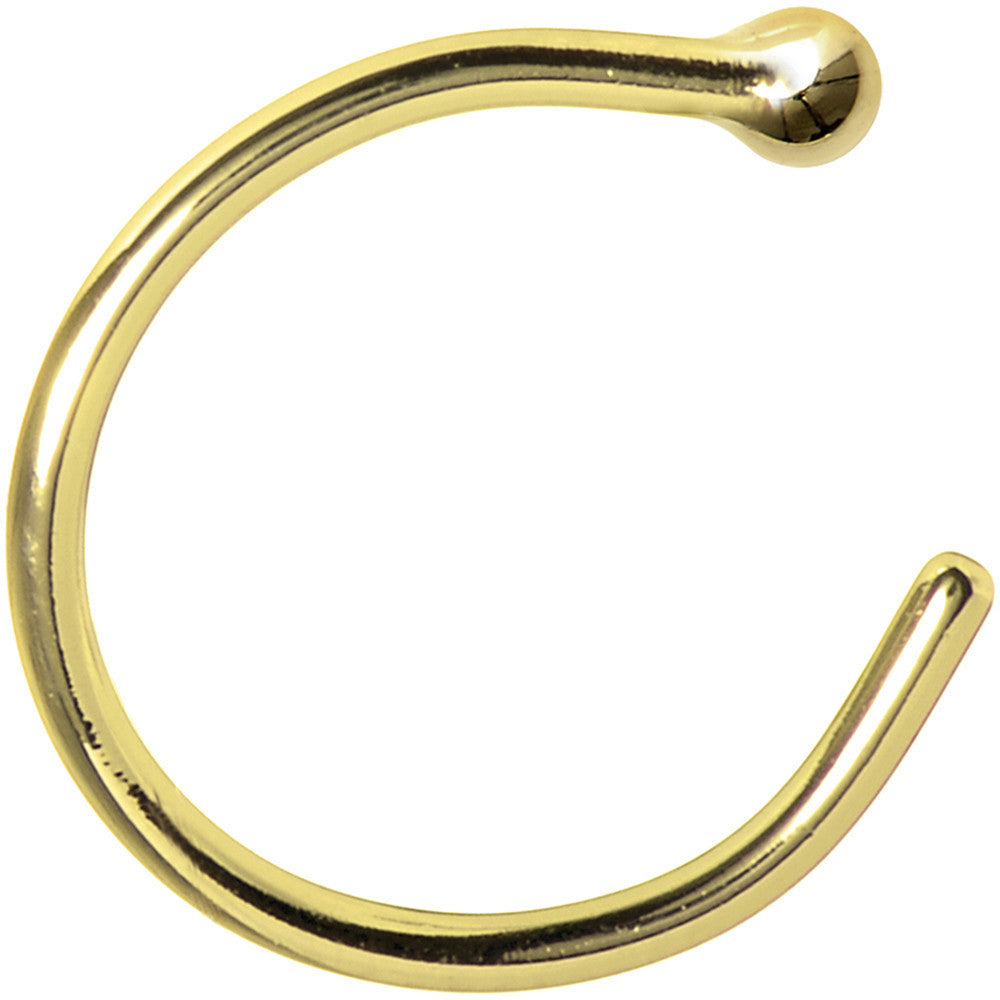 20G 3/8 Solid 14K Yellow Gold Nose Hoop