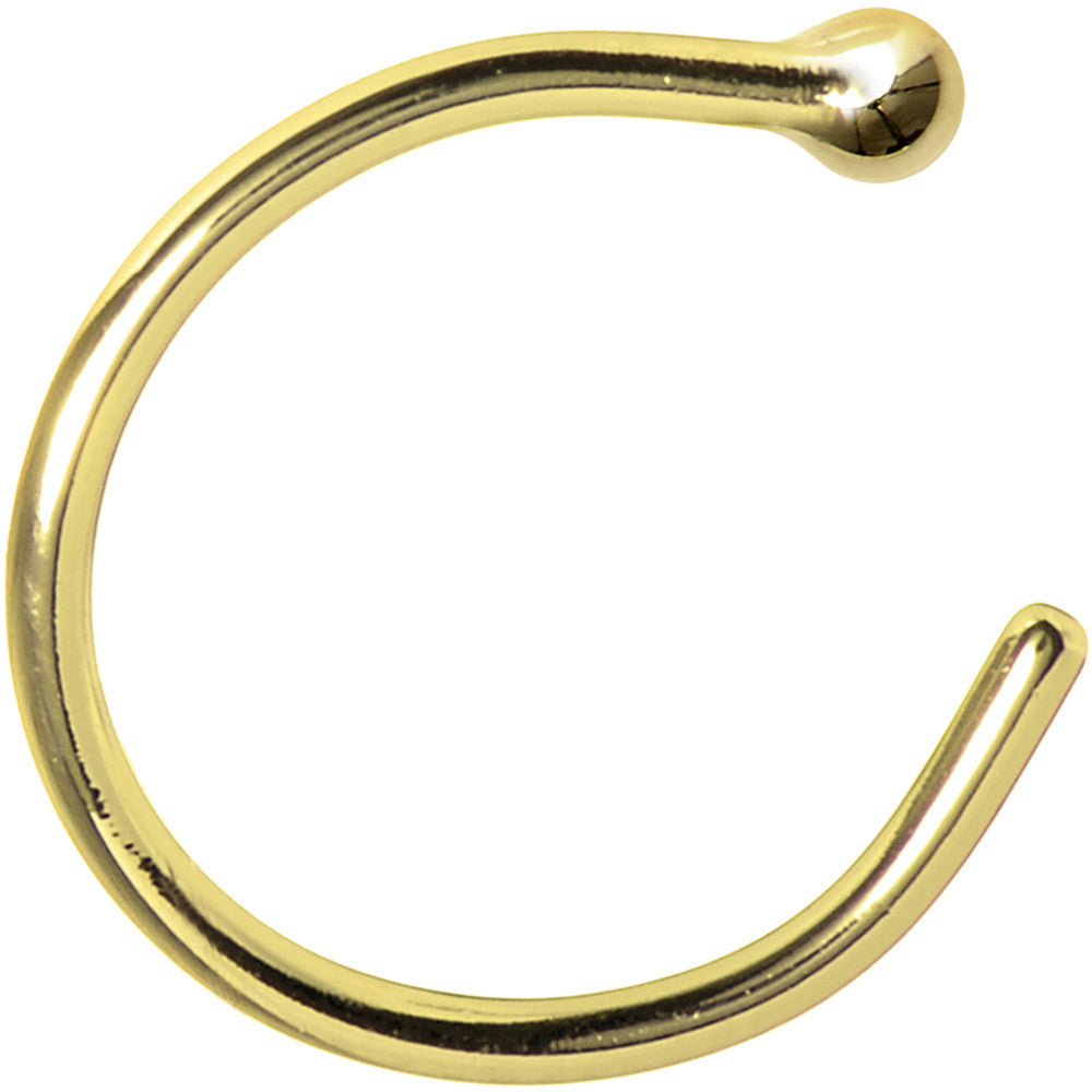 20 Gauge 5/16 Solid 14KT Yellow Gold Nose Hoop