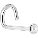 Solid 14KT White Gold (June) 2mm Cultured Pearl Nose Ring