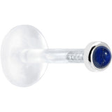16 Gauge 1/4 Solid 14KT White Gold 2mm Genuine Blue Lapis Lazuli Bioplast Tragus Earring Stud