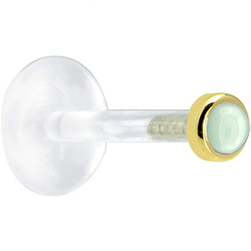 16 Gauge 1/4 Solid 14KT Yellow Gold 2mm Genuine Aventurine Quartz Bioplast Tragus Earring Stud