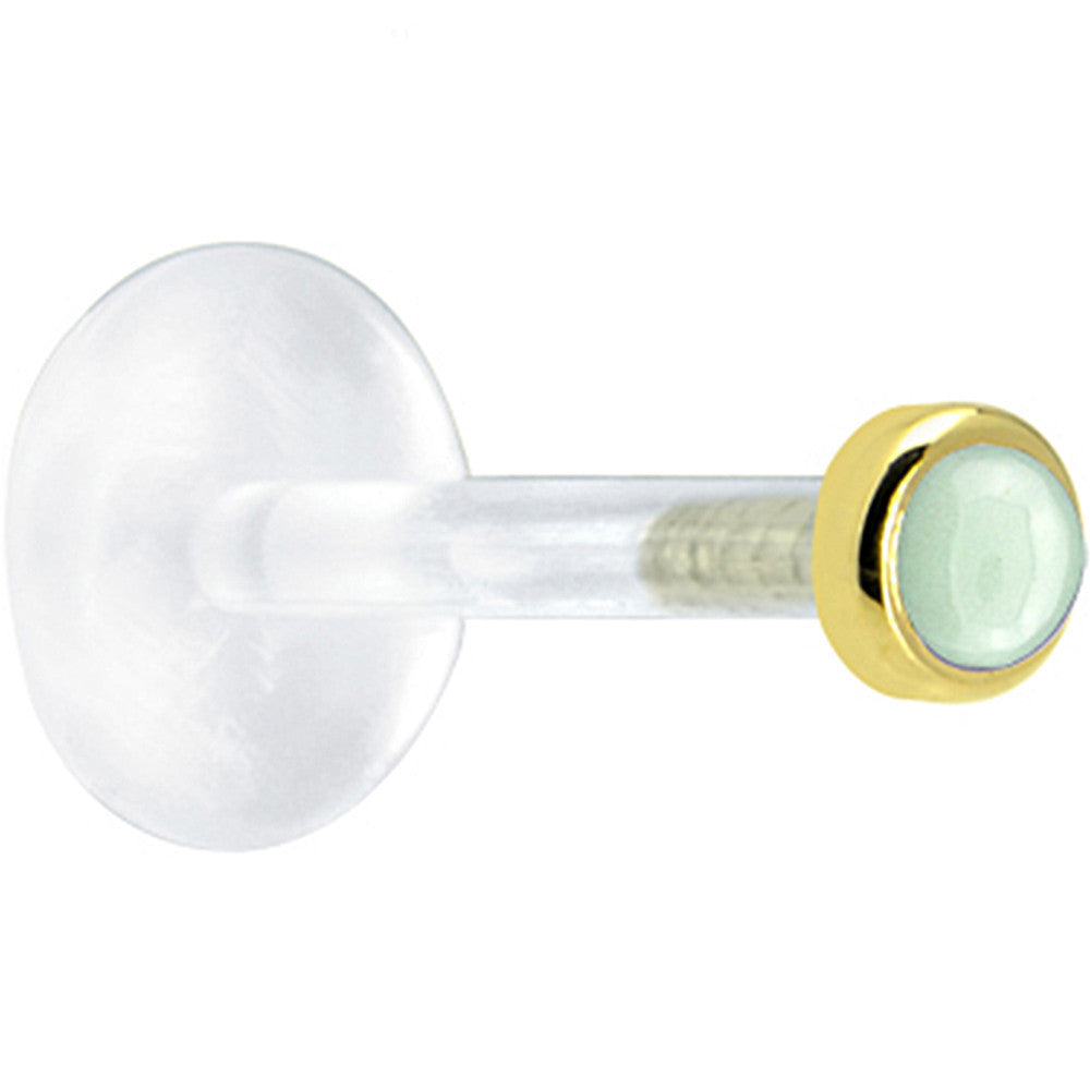 16G 1/4 Solid 14K Yellow Gold 2mm Genuine Aventurine Quartz Bioplast Tragus Earring Stud