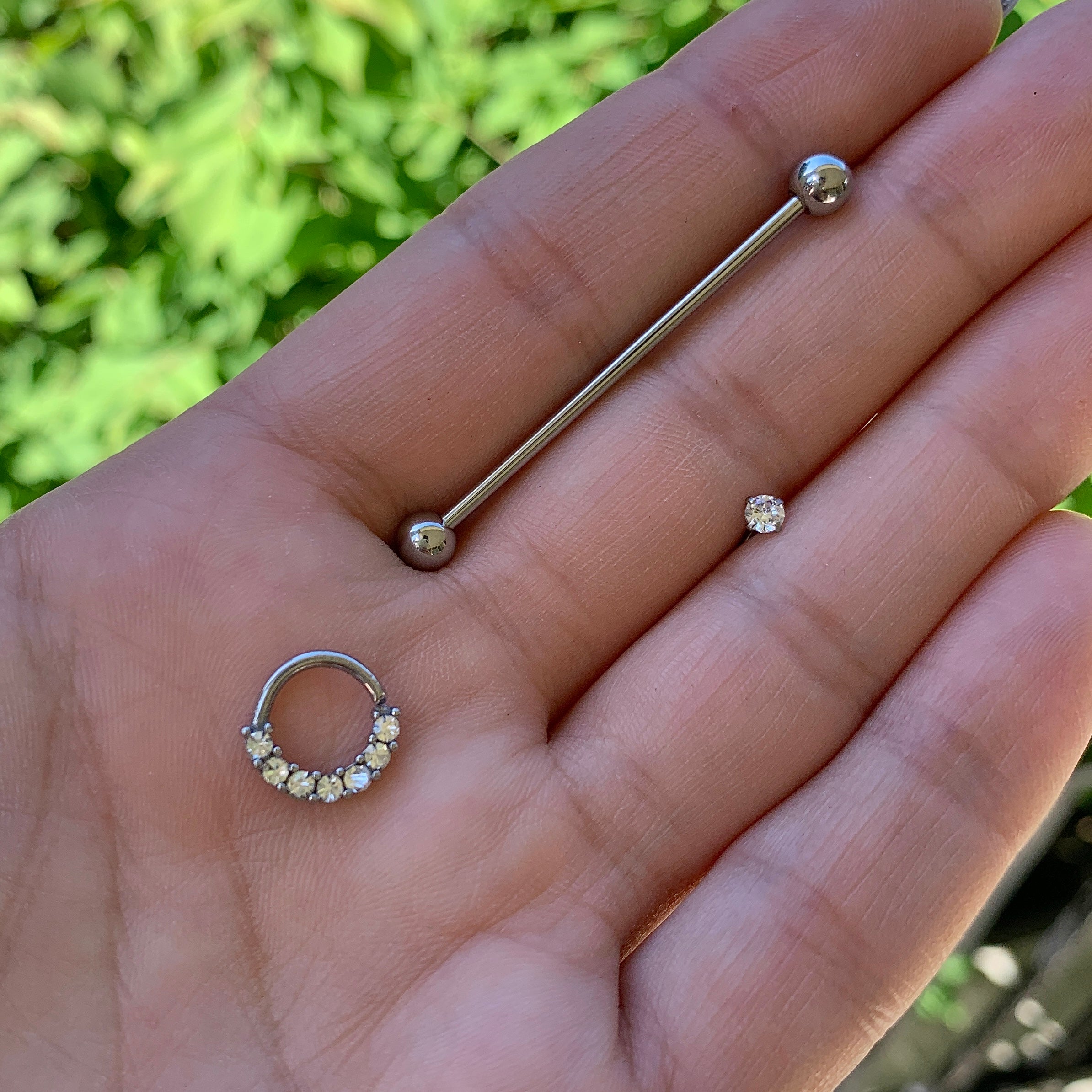 16G 1/4 Solid 14K White Gold 3mm Clear Cubic Zirconia Bioplast Tragus Earring Stud