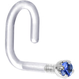 18 Gauge 1/4 White Gold 1.5mm Genuine Blue Sapphire Bioplast Nose Ring