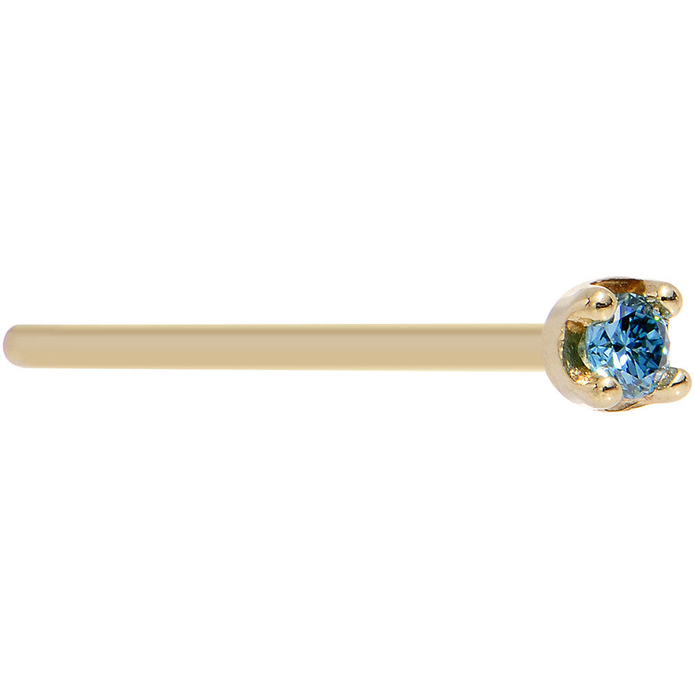 18KT Gold 1.5mm Blue Diamond L-Shape Nose Ring