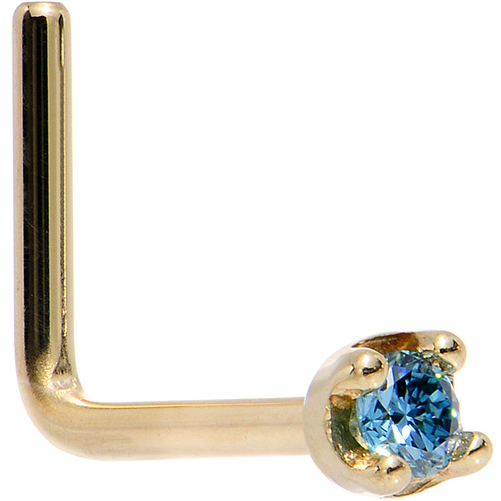 Solid 18K Yellow Gold 1.5mm Genuine Blue Diamond Nose Ring