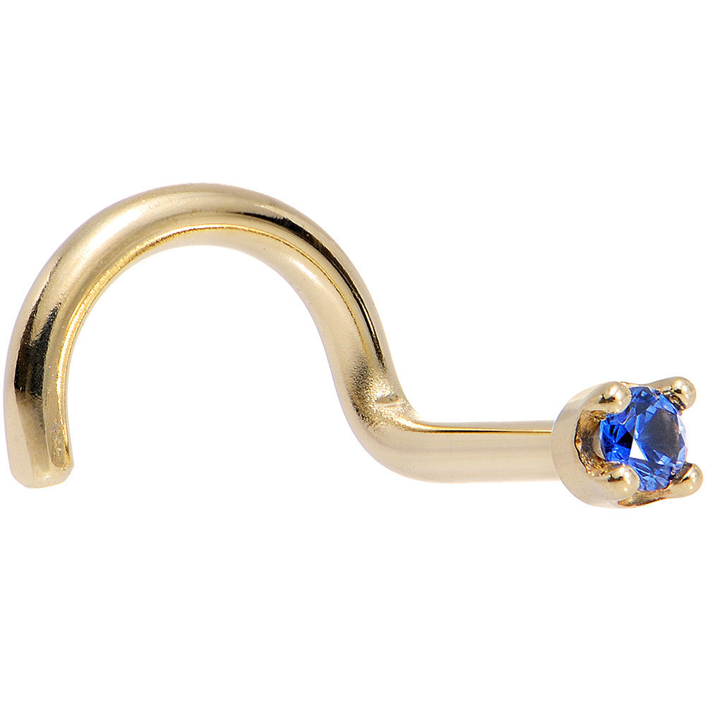 Solid 18KT Yellow Gold (September) 1.5mm Genuine Blue Sapphire Nose Ring