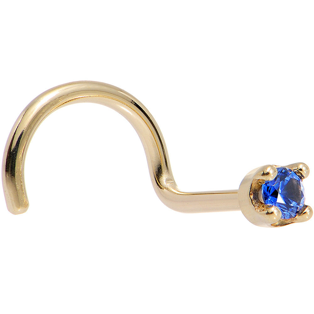 18KT Yellow Gold Genuine Blue Sapphire Nose Ring for Nose Piercing