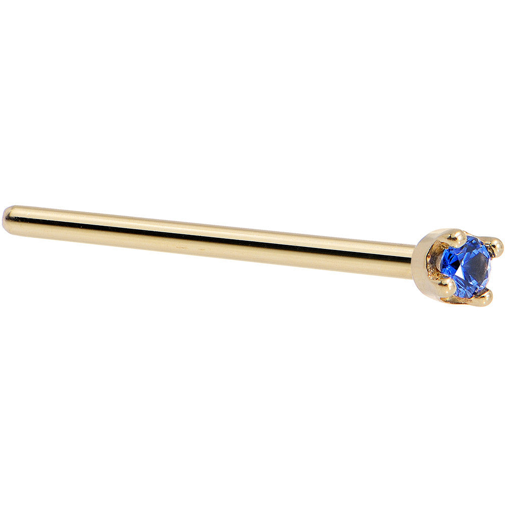 September Birthstone Nose Ring 1.5mm Blue Sapphire in 18KT Yellow Gold