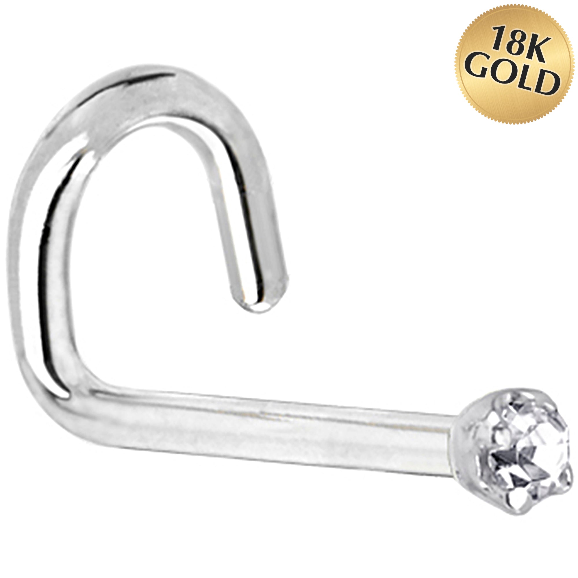 Solid 18KT White Gold (April) 1.5mm Genuine Diamond Nose Ring