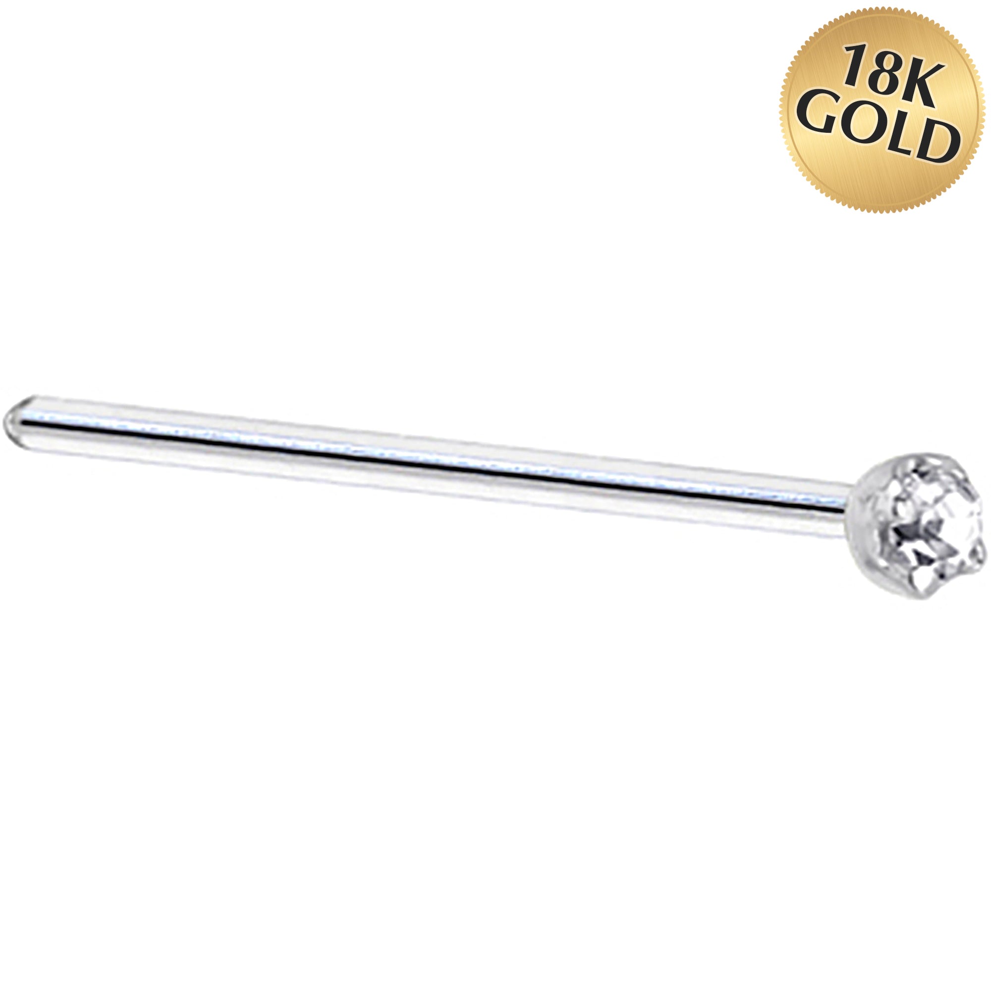 Solid 18KT White Gold (April) 1.5mm Genuine Diamond Nose Ring