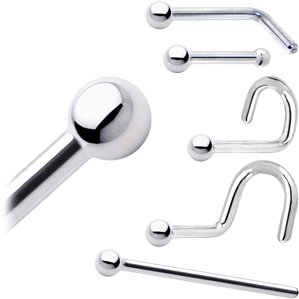 14KT White Gold 1.5mm Ball Nose Ring Nose Screw Style