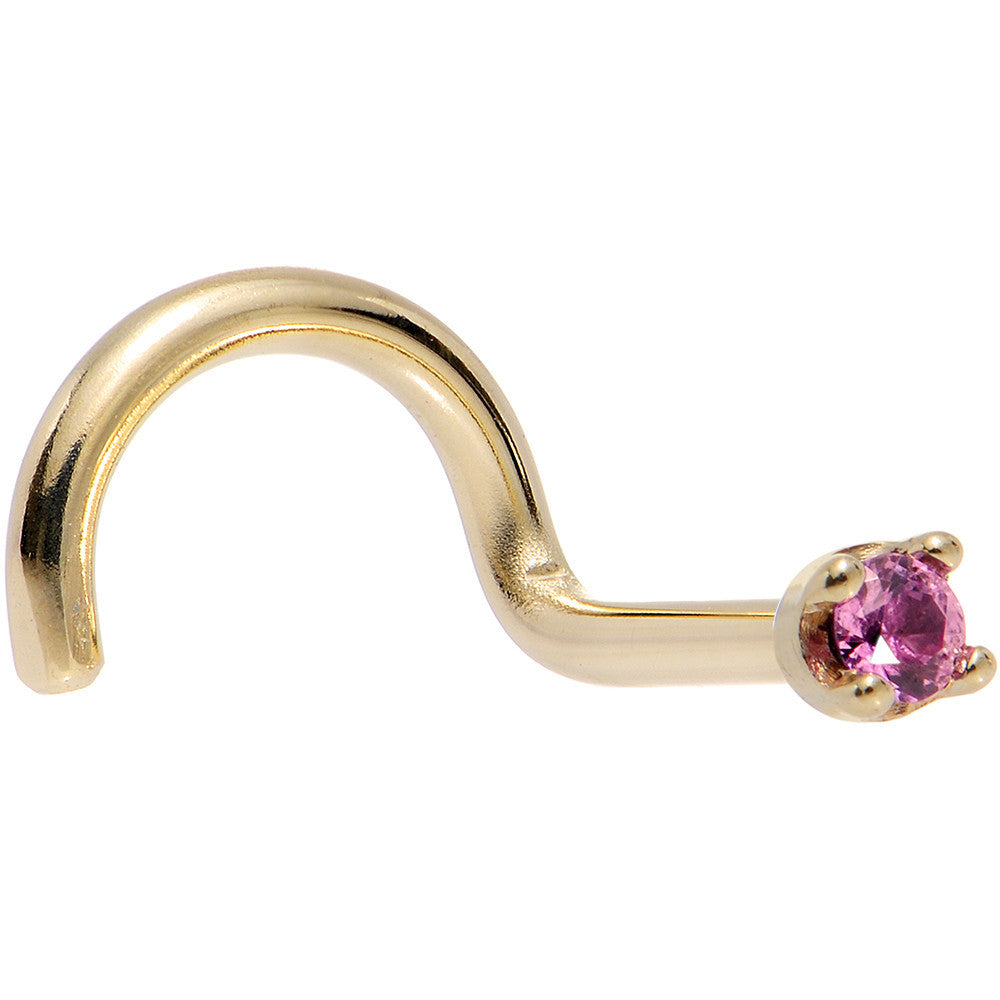 22G Solid 14K Yellow Gold or White Gold L-Shape Nose Stud with Prong Set  real Pink Tourmaline Gemstone - October Birthstone Nose Ring-LSYG_PTM-1.5MM  - Walmart.com