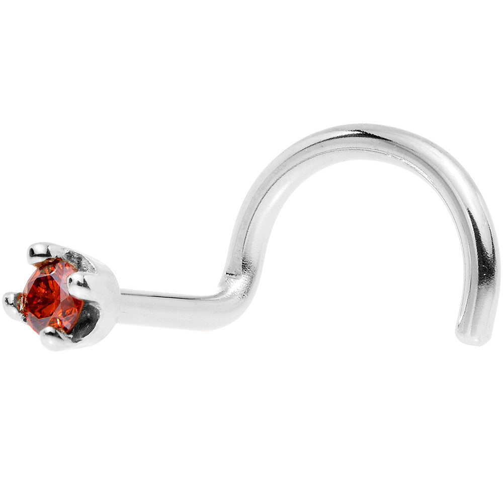 Solid 18KT White Gold 1.5mm Genuine Red Diamond Nose Ring