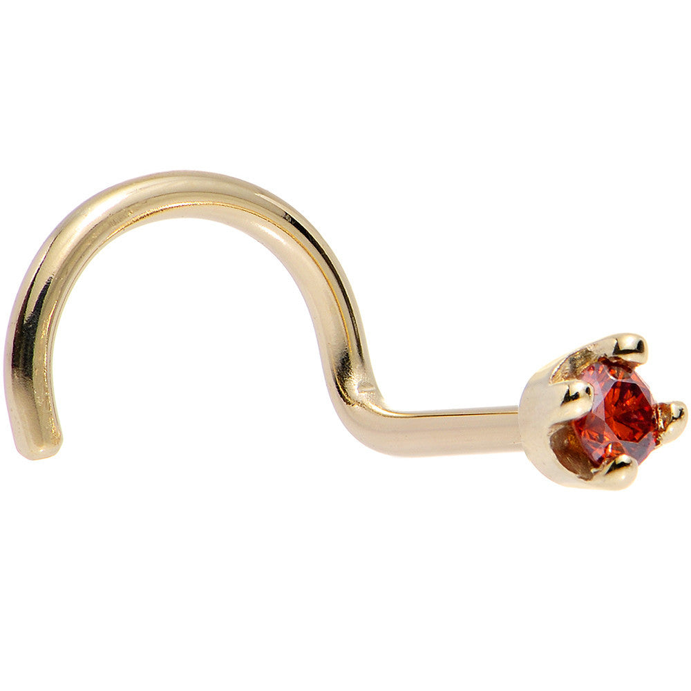 Solid 18KT Yellow Gold 1.5mm Genuine Red Diamond Nose Ring