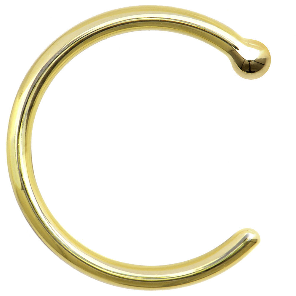 18 Gauge 3/8 Solid 18KT Yellow Gold Nose Hoop