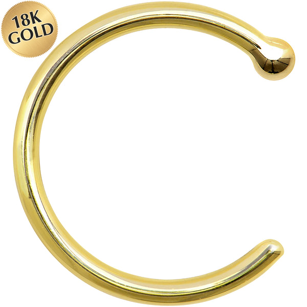 18 Gauge 3/8 Solid 18KT Yellow Gold Nose Hoop BodyCandy