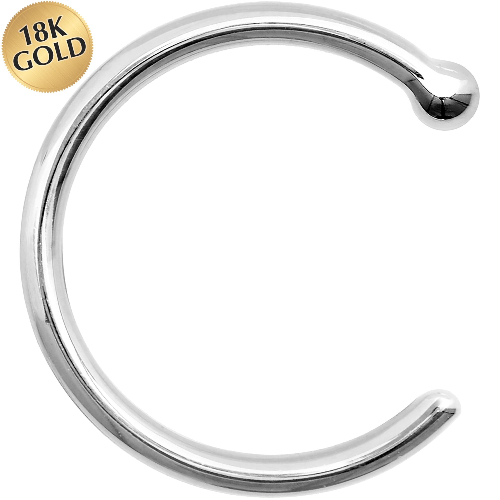 18G 5/16 Solid 18K White Gold Nose Hoop