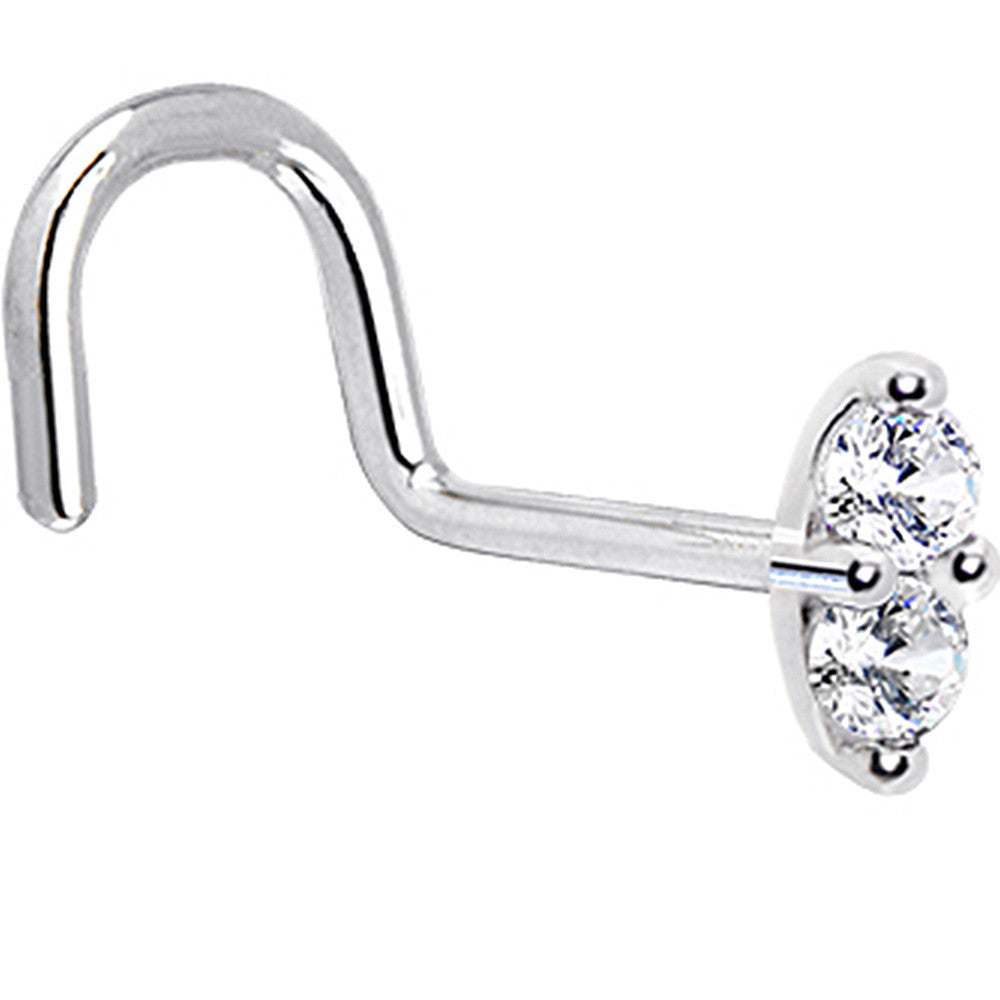 14kt White Gold Clear 1.5mm CZ Marquise Nose Ring
