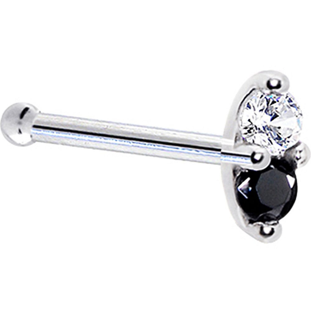 Black CZ 1.5mm Marquise Nose Ring in 14kt White Gold