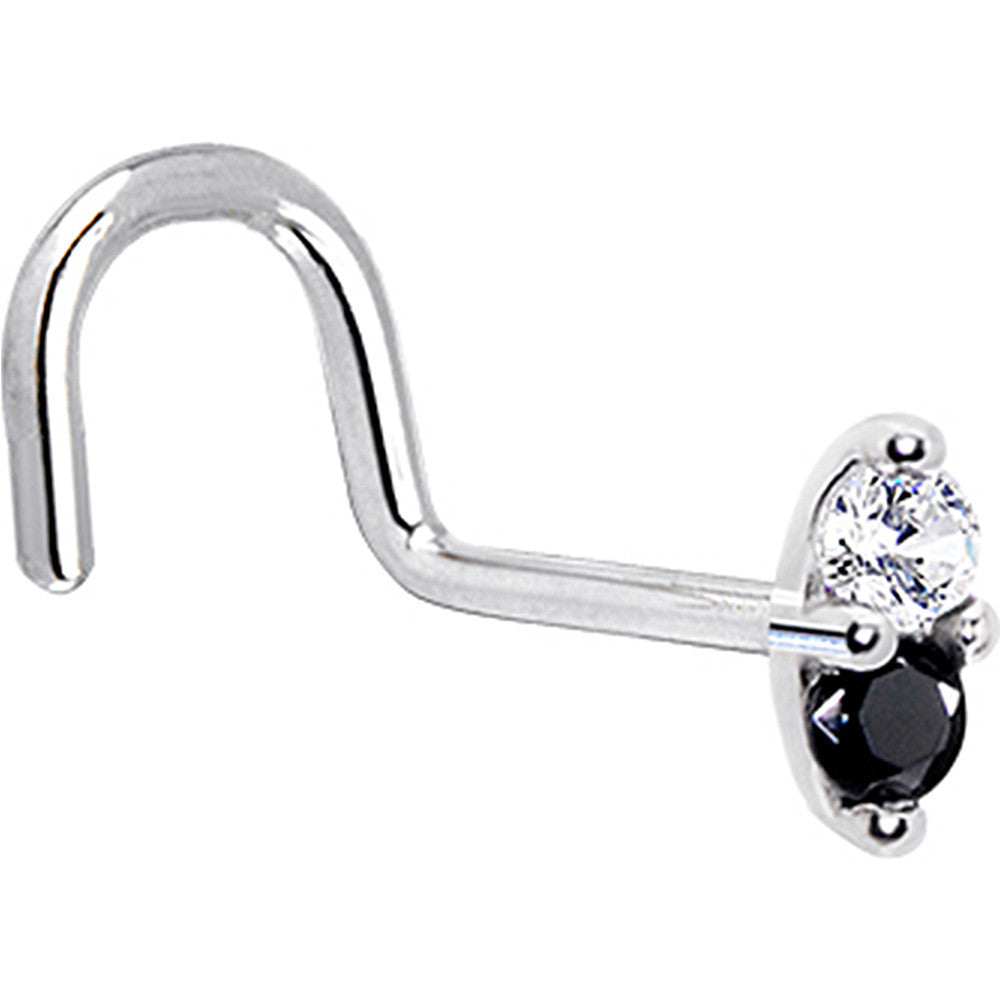 14kt White Gold 1.5mm Black CZ Marquise Nose Ring