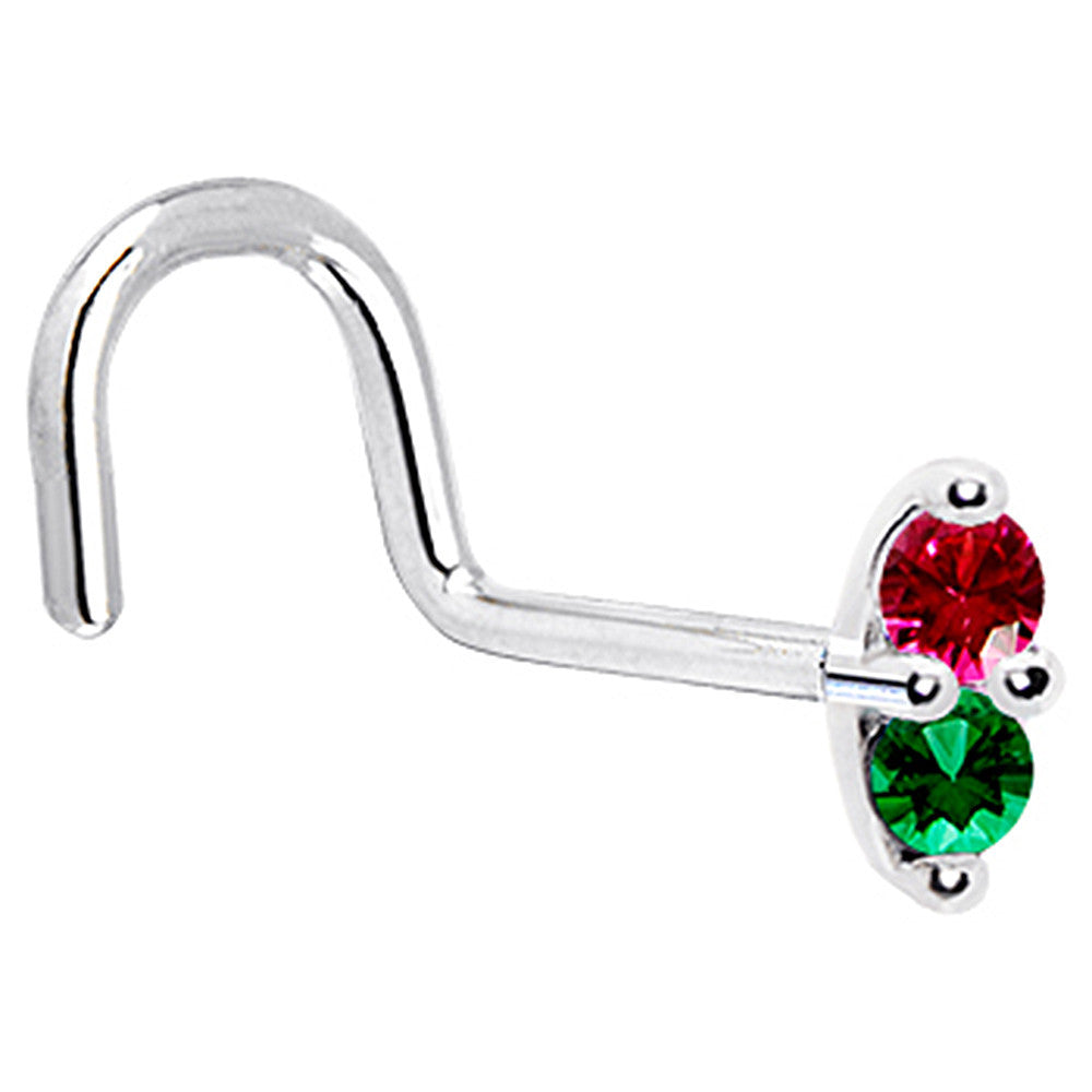 1.5mm CZ marquise nose ring in white gold for nostril piercing