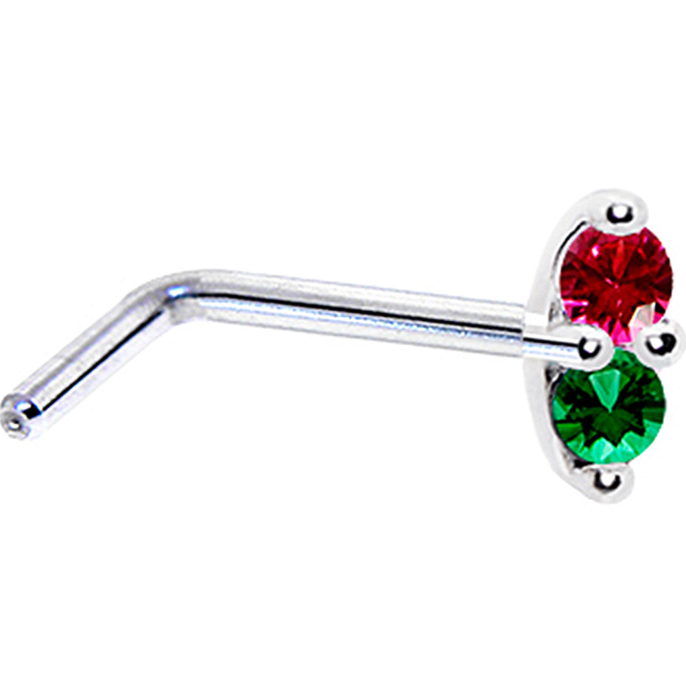 18 gauge nose screw with 1.5mm marquise CZ in white gold