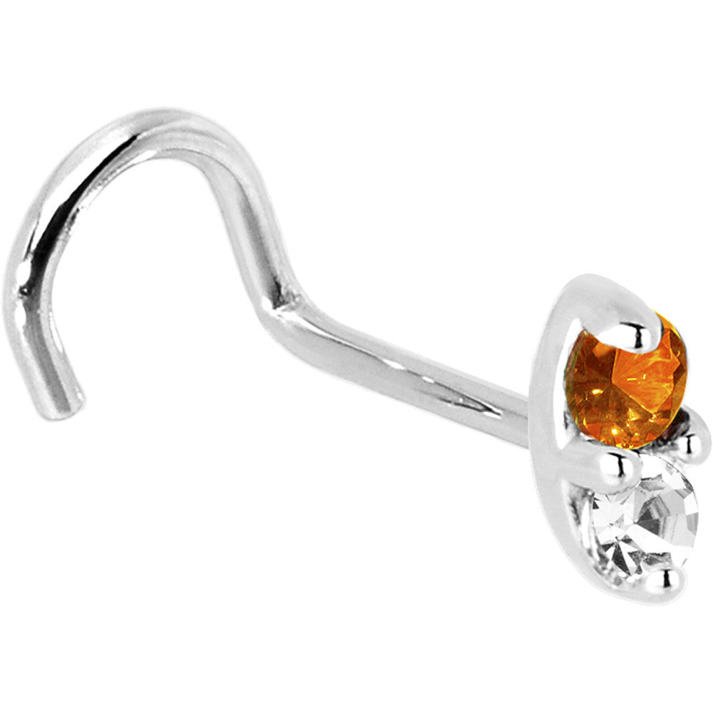14kt White Gold Orange 1.5mm CZ Marquise Nose Ring
