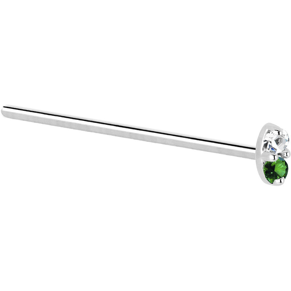 14kt White Gold 1.5mm Genuine Emerald Diamond Marquise Nose Ring