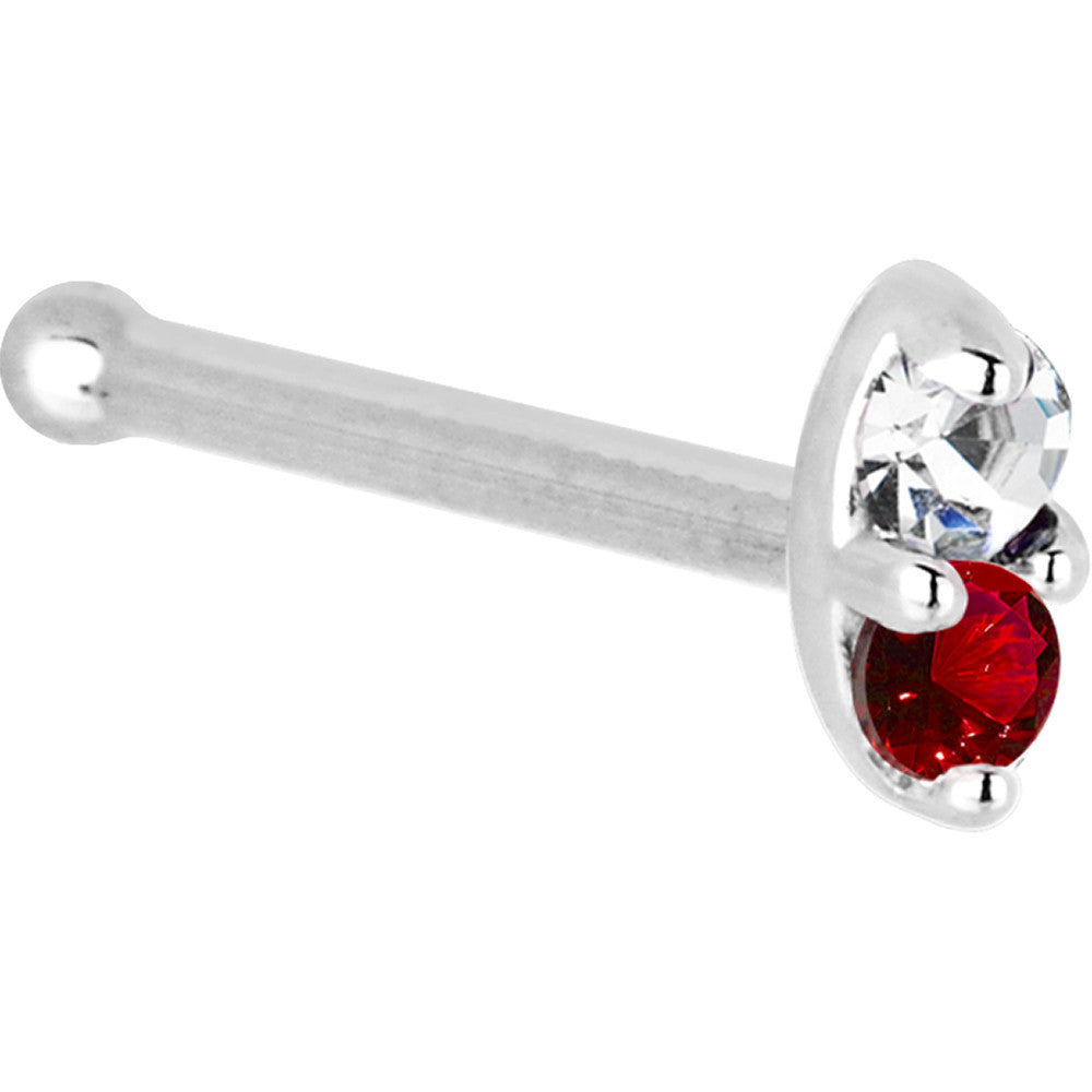 14kt White Gold 1.5mm Genuine Ruby Diamond Marquise Nose Ring