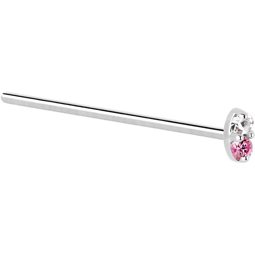 14kt White Gold 1.5mm Genuine Pink Sapphire Diamond Marquise Nose Ring