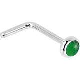 Solid 14KT White Gold 2mm Jade Nose Ring