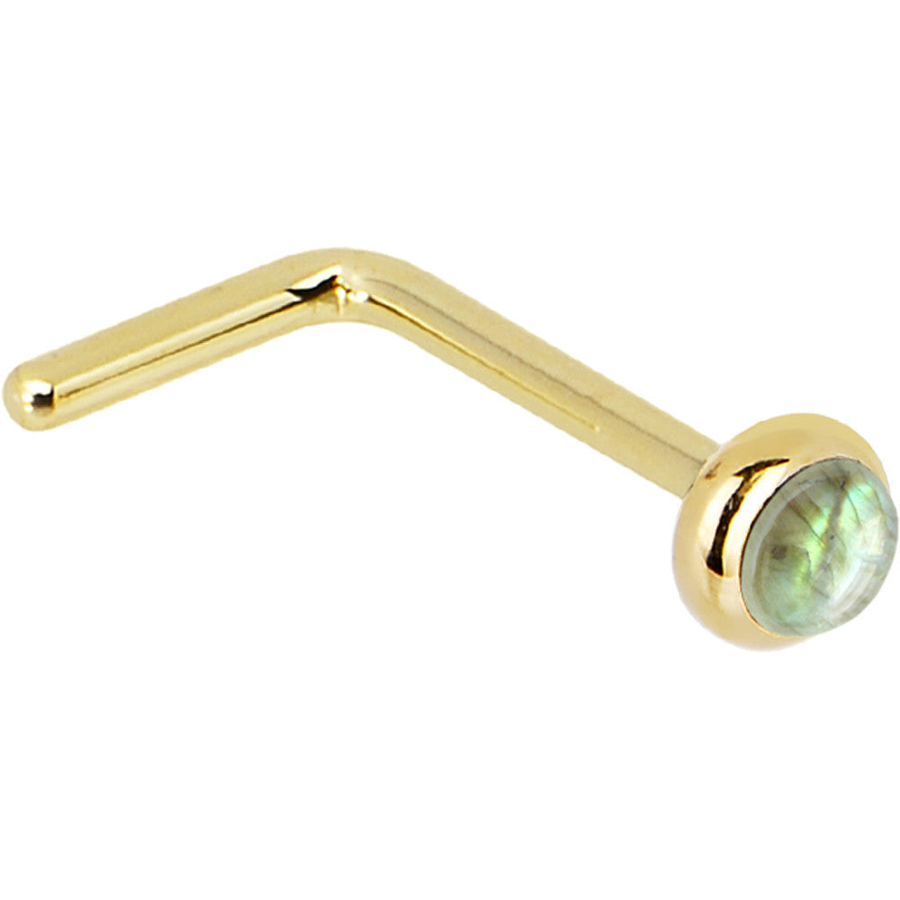 Solid 14Kt Yellow Gold (August) 2mm Genuine Peridot Nose Ring Piercing, 20  Gauge L - Shaped - Yahoo Shopping