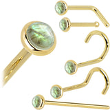 Solid 14KT Yellow Gold 2mm Labradorite Nose Ring