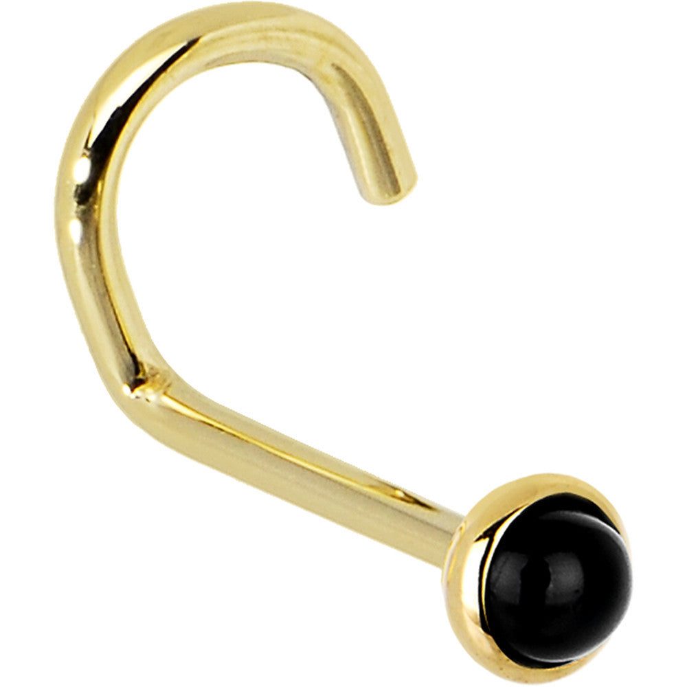 Solid 14KT Yellow Gold 2mm Onyx Nose Ring