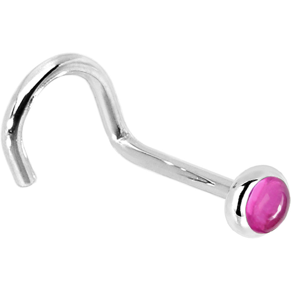 Solid 14KT White Gold 2mm Pink Tourmaline Nose Ring