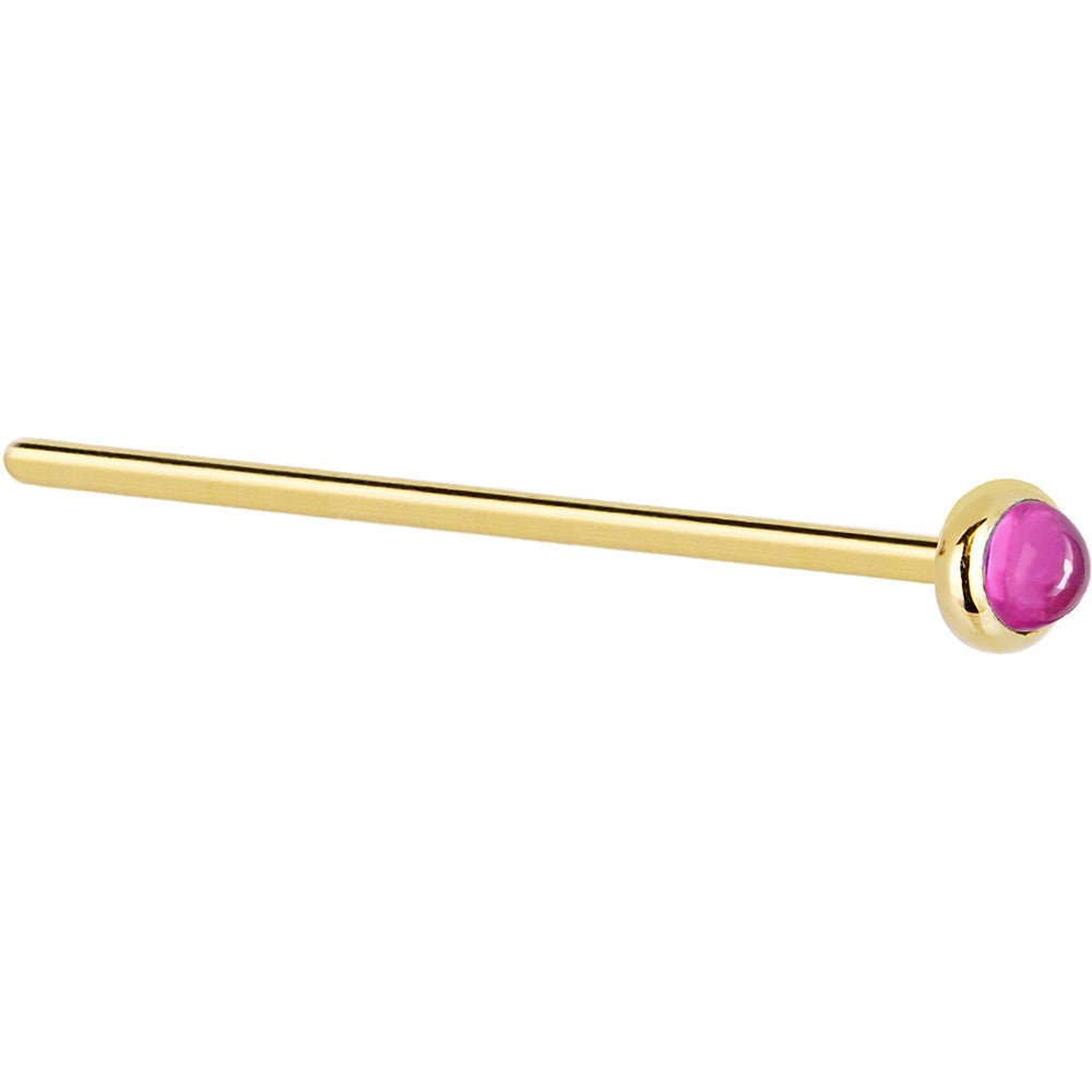 2mm Pink Tourmaline Nose Ring L Shape 14KT Yellow Gold
