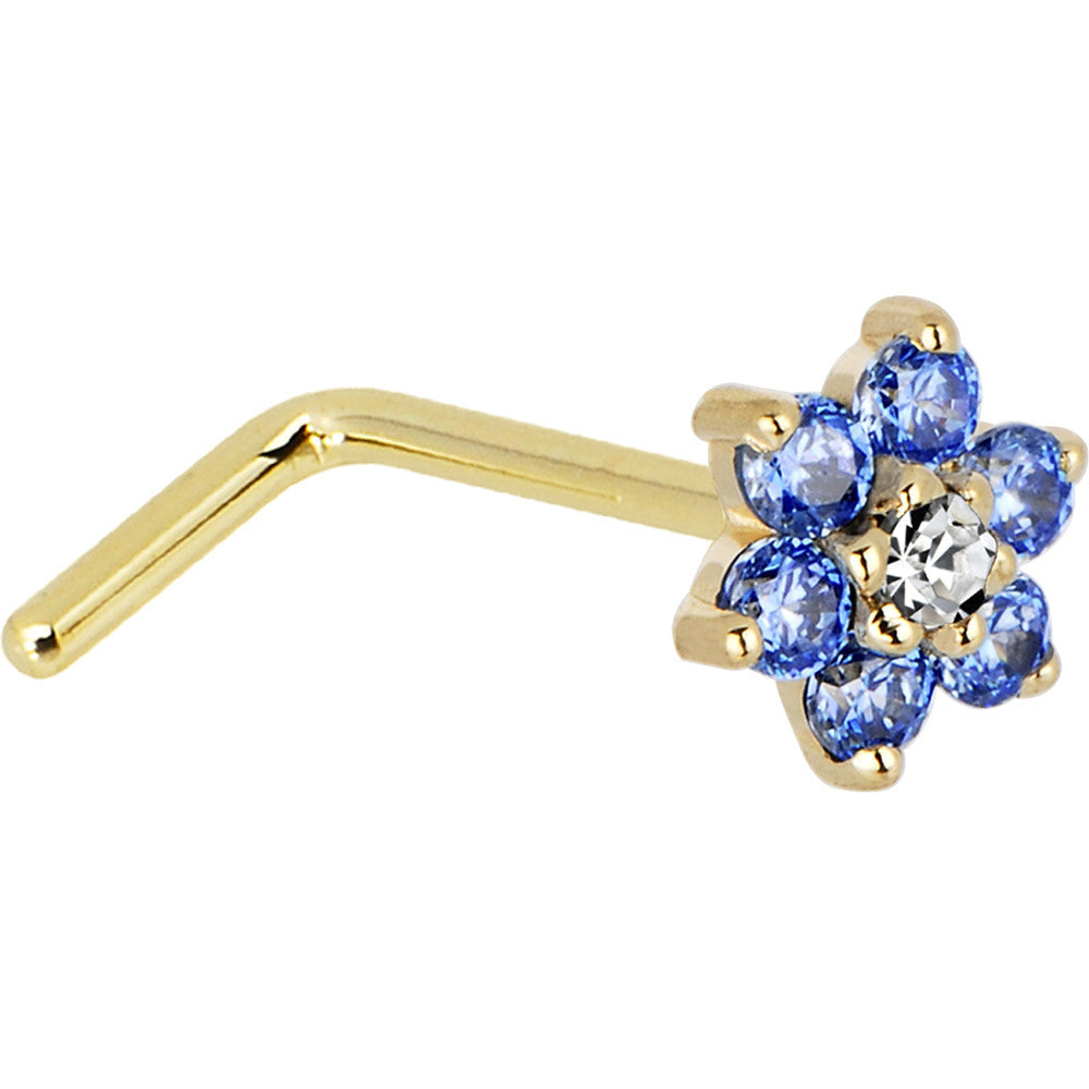 yellow gold cubic zirconia flower nose ring in various styles