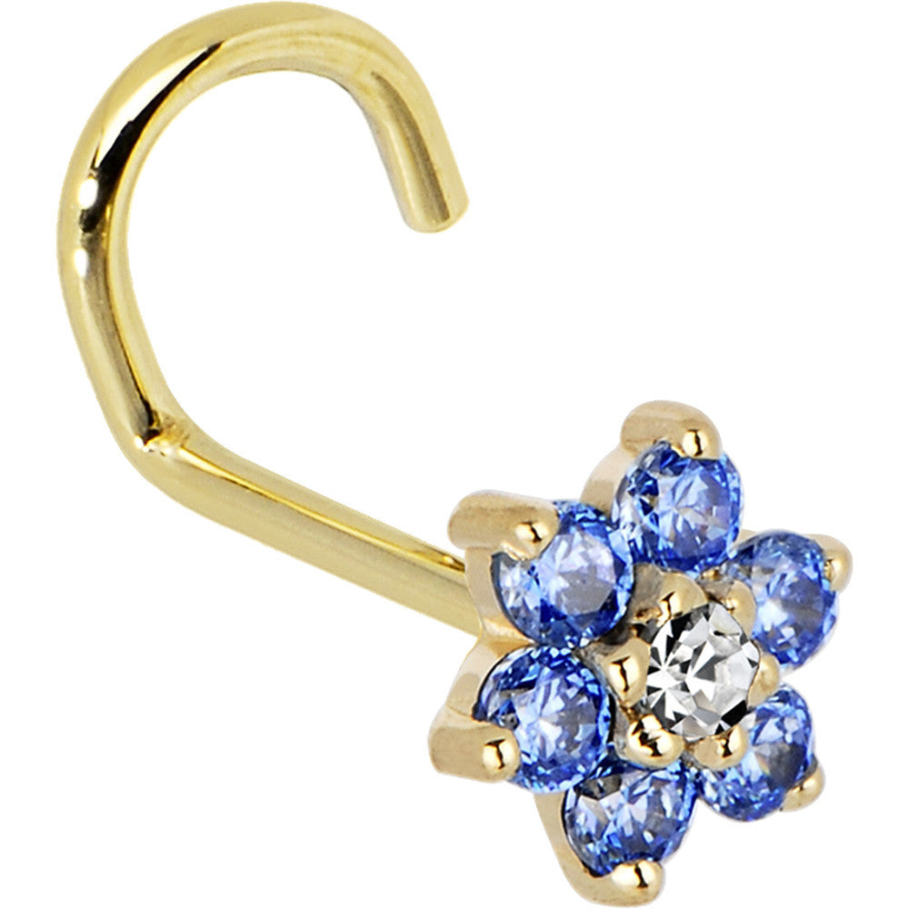 solid gold nose ring with clear cubic zirconia