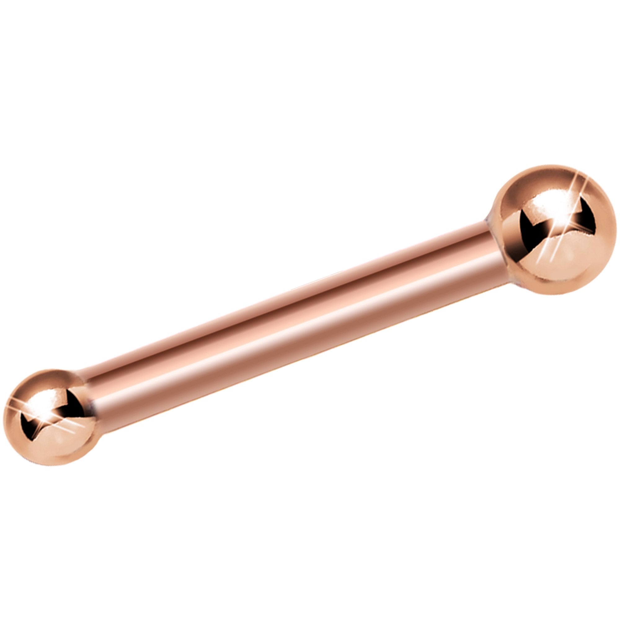 Solid 14KT Rose Gold 1.5mm Ball Nose Ring 20 Gauge Nose Screw