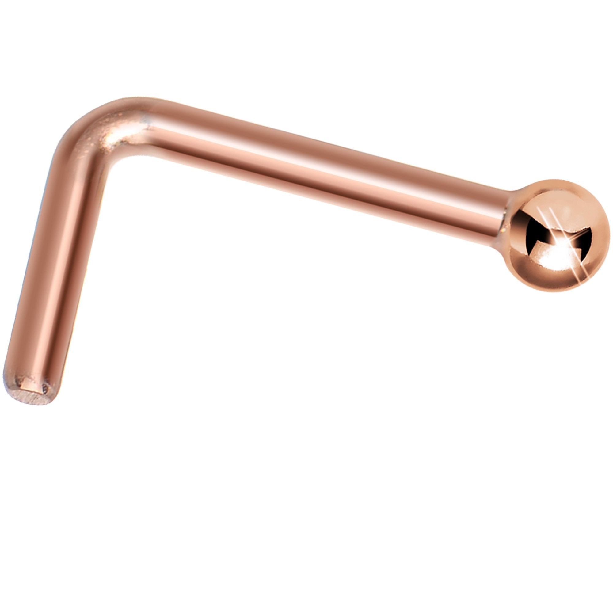 14KT Rose Gold 1.5mm Ball Nose Ring L Shape 18 Gauge