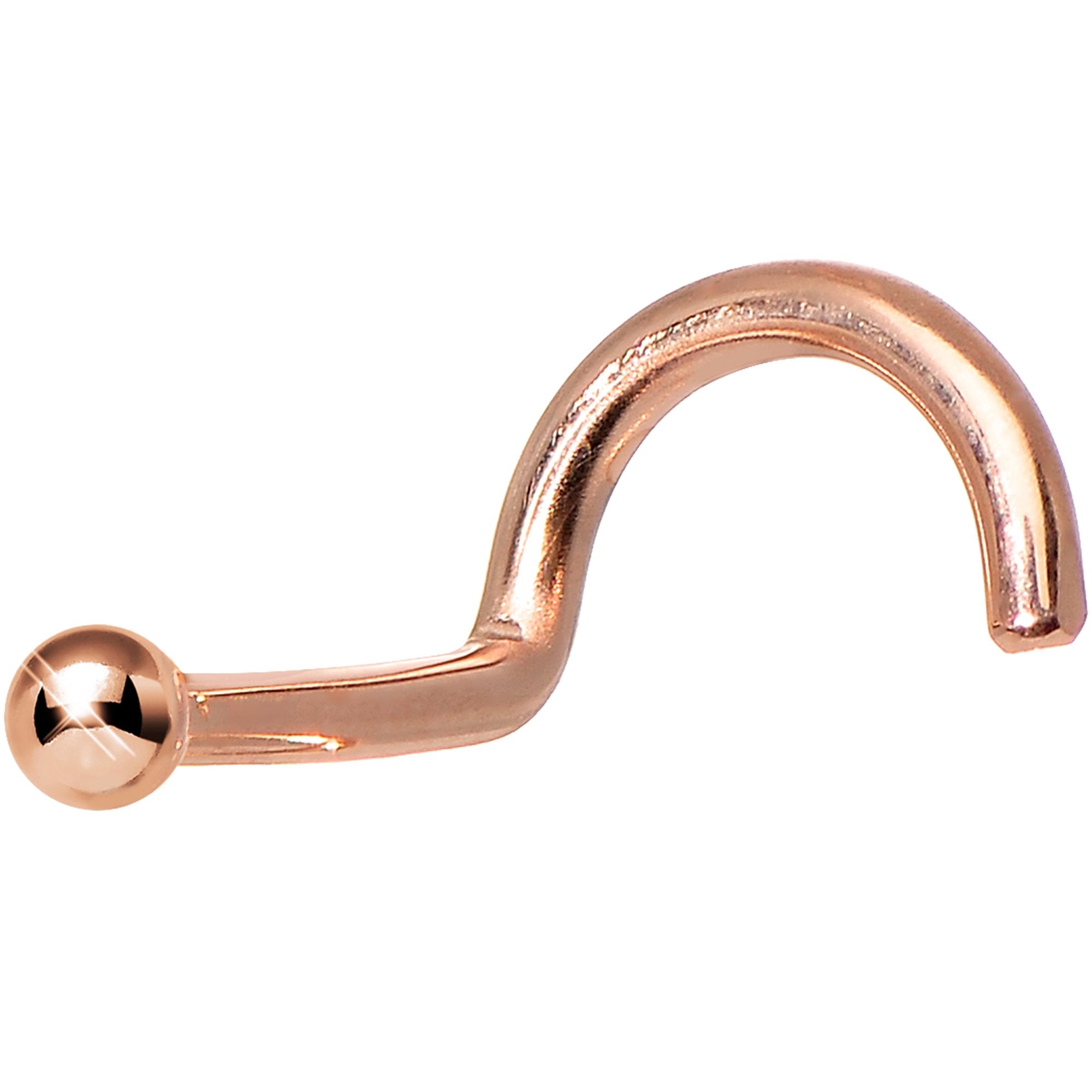 Solid 14K Rose Gold 1.5mm Ball Nose Ring