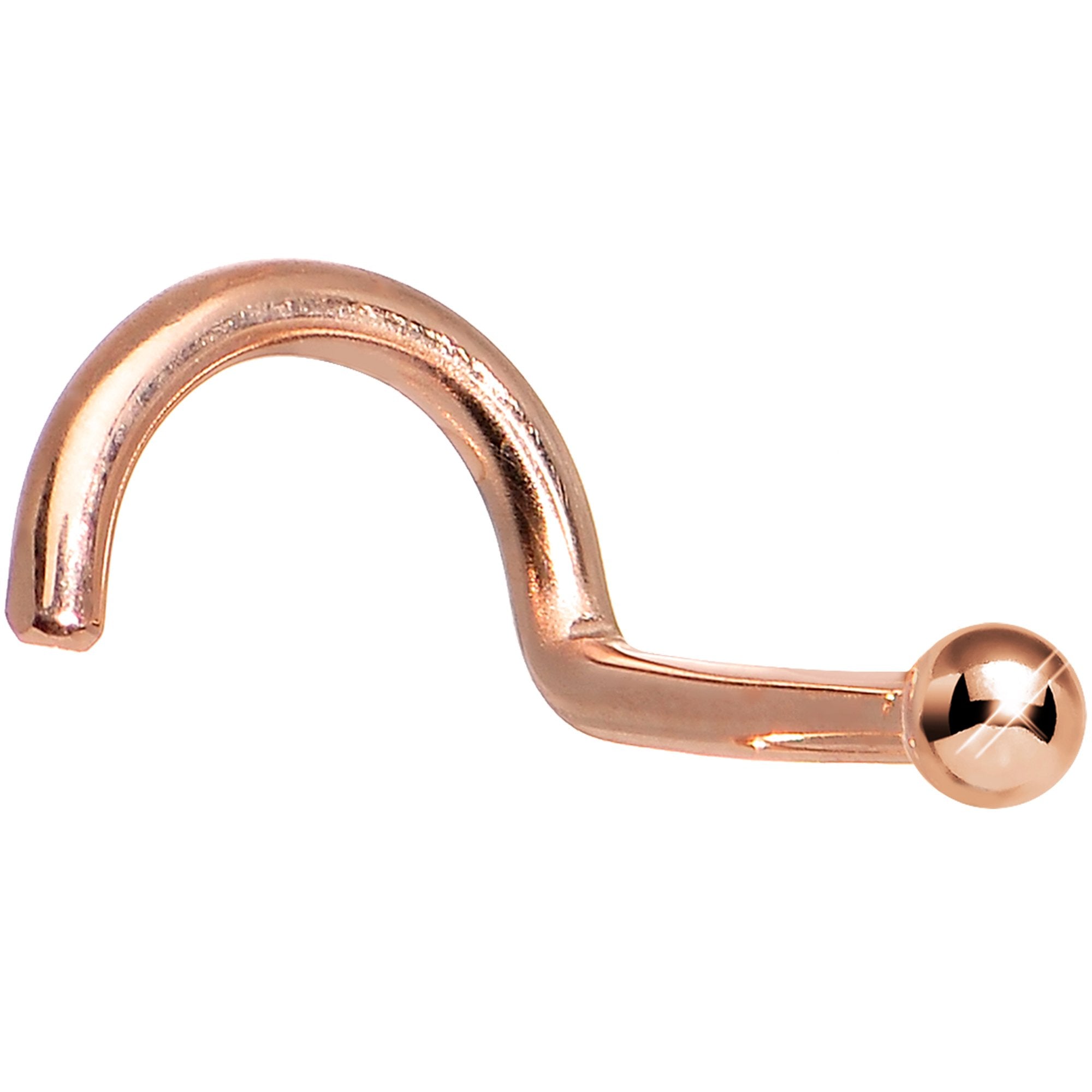 14KT Rose Gold 1.5mm Ball Nose Ring 18 Gauge Nose Screw